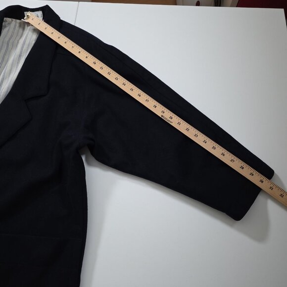Byblos Vtg Blazer Jacket Womens US 8 Black Wool LS Lined Pockets Retro Chic FLAW - Picture 5 of 16